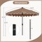 Costway 9.3 FT Solar Patio Umbrella Outdoor Market Sunshade with 24 LED Lights,Ruffles Beige/Brown/Red/Gray/Turquoise